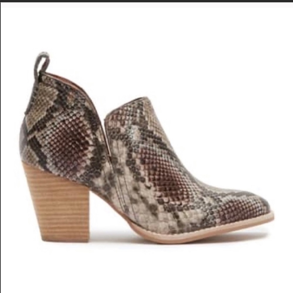 Jeffrey Campbell snake print booties